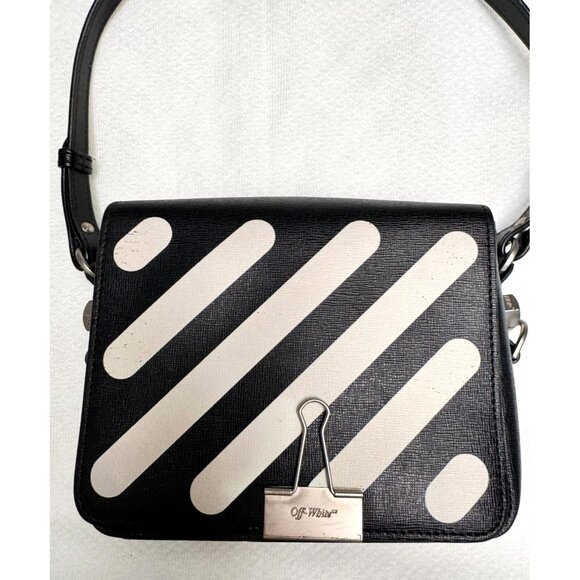 Off-White‎ Diagonal Stripe Flap Bag With Binder Clip Closure - Picture 2 of 12